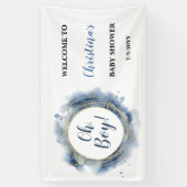 Blauw Goud Baby shower Oh jongen Welkom Spandoek (Verticaal)