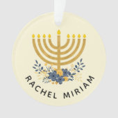 Blauw & Goud Baby's Eerste Chanoeka | Gedateerde a Ornament (voorkant)