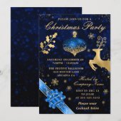 Blauw & Goud Bal & Lint Kerstfeest Kaart (Voorkant / Achterkant)