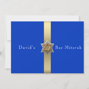Blauw & Goud Bar Mitswa Ster van David Kaart
