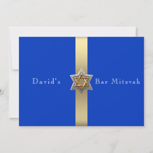 Blauw & Goud Bar Mitswa Ster van David Kaart (Voorkant)