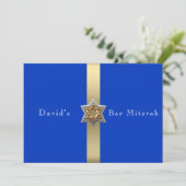 Blauw & Goud Bar Mitswa Ster van David Kaart (Staand voorkant)