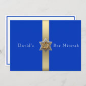 Blauw & Goud Bar Mitswa Ster van David Kaart (Voorkant / Achterkant)