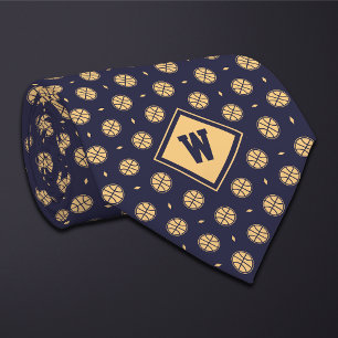 Blauw Goud Basketbal Icoon Necktie Stropdas