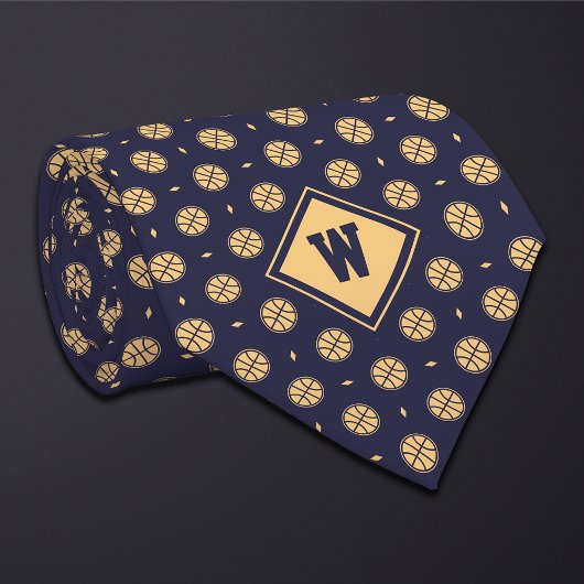 Blauw Goud Basketbal Icoon Necktie Stropdas