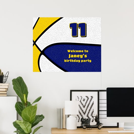 Blauw Goud Basketbal Team Kleuren Feest Welkom Poster (Thuiskantoor)
