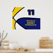 Blauw Goud Basketbal Team Kleuren Feest Welkom Poster (Keuken)
