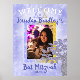 Blauw & Goud Bat Mitzvah Welkom Bord Poster