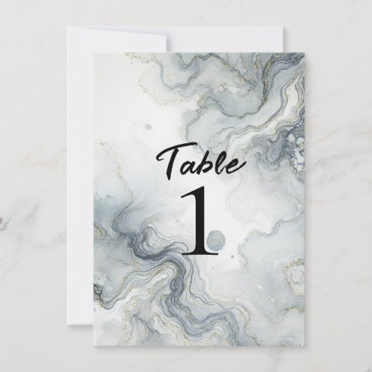 Blauw Goud Beachy Waterverf Strandnummers Kaart (Voorkant)