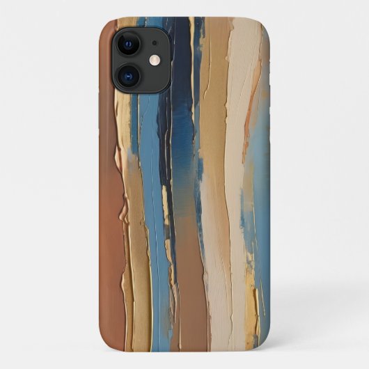 Blauw goud beige en bronzen gestructureerde strepe Case-Mate iPhone case (Achterkant)