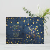 Blauw Goud Bereik de Sterren Hemelse Afstuderen Kaart (Staand voorkant)
