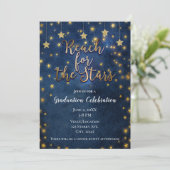 Blauw Goud Bereik de Sterren Hemelse Afstuderen Kaart (Staand voorkant)
