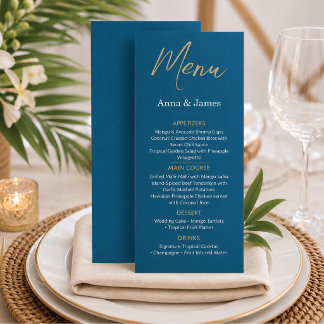 Blauw & Goud Bestemmingshuwelijksreceptie Menu