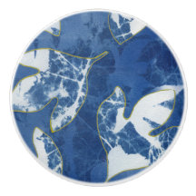 Blauw Goud Bladeren Cianotype Decoratief