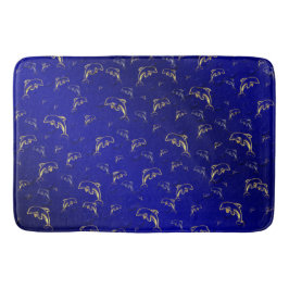 blauw, goud, blauw, goud, zilver, tekening, vis, badmat