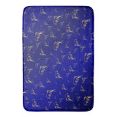 blauw, goud, blauw, goud, zilver, tekening, vis, badmat (Voorkant Verticaal)