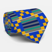 Blauw Goud Blauwgroen Kente Afrikaanse Stropdas (Opgerold)