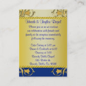 Blauw & Goud Bloeiende Vines Monogram Huwelijk Informatiekaartje (Achterkant)