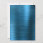 Blauw Goud Bloem Teal Geborsteld Metaal Bruiloft Kaart (Achterkant)