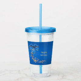 Blauw Goud Bloem Vakantie Acryl Tumbler Acryl Drinkbeker