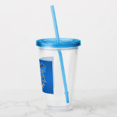 Blauw Goud Bloem Vakantie Acryl Tumbler Acryl Drinkbeker (Links)