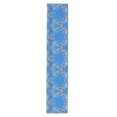 Blauw Goud Bloem Vakantie Tafel Runner Medium Tafelloper (Voorkant)