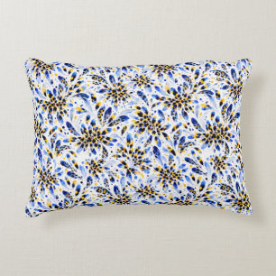 Blauw & Goud Bloemaccentkussen – Elegant Waterco Accent Kussen