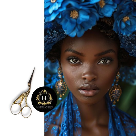 Blauw Goud Bloemen Afro Amerikaanse Vrouw Decoupag Tissuepapier