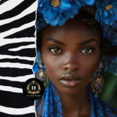 Blauw Goud Bloemen Afro Amerikaanse Vrouw Decoupag Tissuepapier