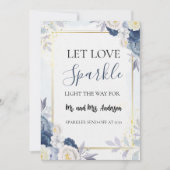 Blauw Goud Bloemen bruiloft Sparkler Stuur Uit Kaa Kaart (Voorkant)