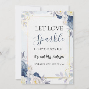 Blauw Goud Bloemen bruiloft Sparkler Stuur Uit Kaa Kaart