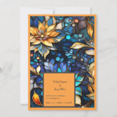 Blauw & Goud Bloemen Glas in lood Elegante bruilof (Voorkant)