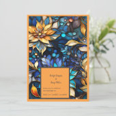 Blauw & Goud Bloemen Glas in lood Elegante bruilof (Staand voorkant)