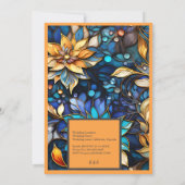 Blauw & Goud Bloemen Glas in lood Elegante bruilof (Achterkant)