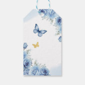 Blauw Goud Bloemen Quinceanera Favor Bedankt Cadea Cadeaulabel (Achterkant)