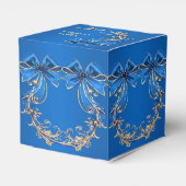 Blauw Goud Bloemen Vakantie Cadeaubox Bedankdoosjes (Achterkant)