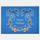 Blauw Goud Bloemen Vakantiemagnet Magneet (Voorkant)