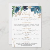 Blauw goud Bloemen Waterverf Alles in één Bruiloft Kaart (Achterkant)