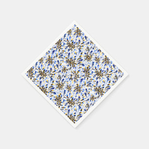 Blauw & Goud Bloemendeken Servet – Elegant Waterve