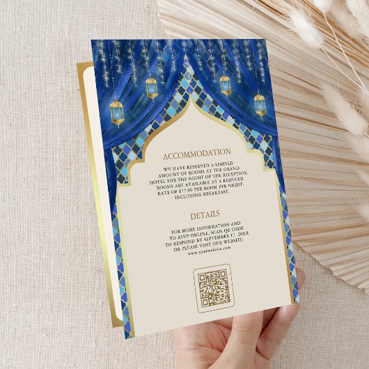 Blauw Goud Bloemengordijn Indische Hindoe Bruiloft