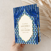 Blauw Goud Bloemengordijn Indische Hindoe Bruiloft