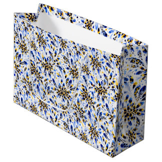 Blauw & Goud Bloemenkadozak – Elegante Aquarel B Groot Cadeauzakje