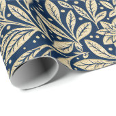 Blauw & Goud Bloempatroon Cadeaupapier (Rol Hoek)