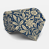 Blauw & Goud Bloempatroon Stropdas (Opgerold)