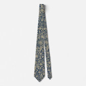 Blauw & Goud  Bloempatroon Stropdas (Voorkant)