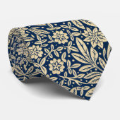 Blauw & Goud  Bloempatroon Stropdas (Opgerold)