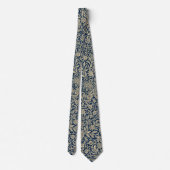 Blauw & Goud  Bloempatroon Stropdas (Achterkant)