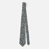 Blauw & Goud  Bloempatroon Stropdas (Voorkant)