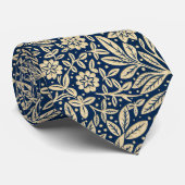 Blauw & Goud  Bloempatroon Stropdas (Opgerold)