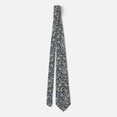 Blauw & Goud  Bloempatroon Stropdas (Achterkant)